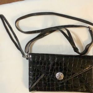 Brighton black patent croc embossed wallet / clutch / wristlet